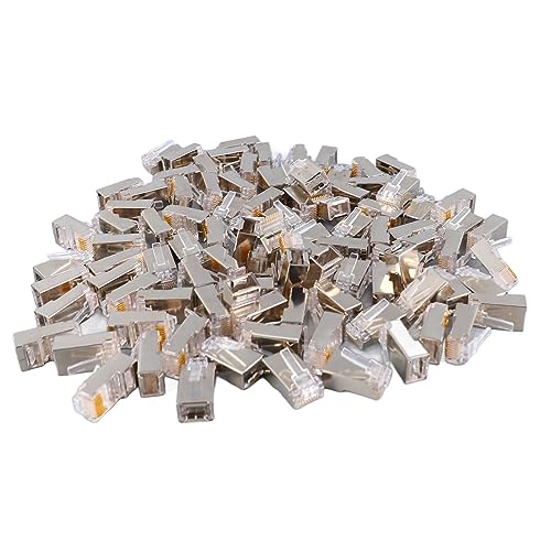Miskall Geschirmte RJ45-Stecker, 100 Stück, CAT6 RJ45, Metallgeschirmter Stecker, Sicheres, Zuverlässiges, Netzgeschirmtes RJ45-Endstecker-Set Für Solide Oder Verseilte FTP/STP-Ethernet-Kabel von Miskall