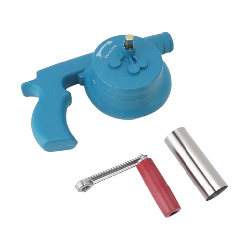Miskall Handkurbel BBQ -Lüfter, tragbares Camping -Feuergebläse leistungsstarker Luftstrom -Booster Abs Plastik aus Edelstahl Gusseisen 11.42 Zoll für Grillkochen im Freien (Blau) von Miskall