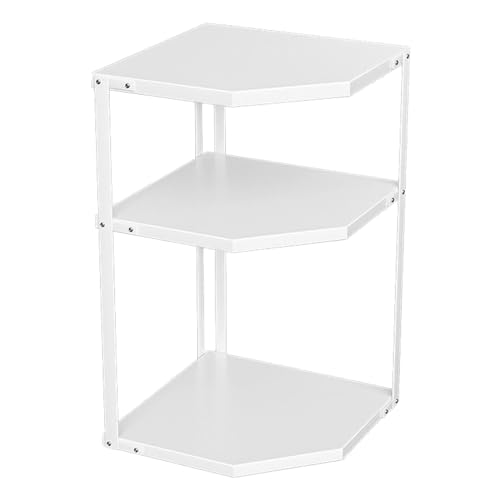 Miskall Küche Kleiner Eckschelfträger, fächerförmige, platzsparende stabile Kochgeschirrständer für Kohlenstoffstahl, freistehende Küchentopfregal für Töpfe Pfannen (3 Layer White 27x27x45.5cm) von Miskall