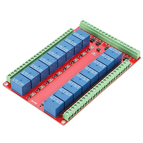 Relaisplatine 12V, 16-Kanal-Relaismodul Schnittstellenplatine High Low Level Trigger DC 5/12/24V Schnittstellenplatine mit Vielen Kanälen Relaismodul(DC12V) von Miskall
