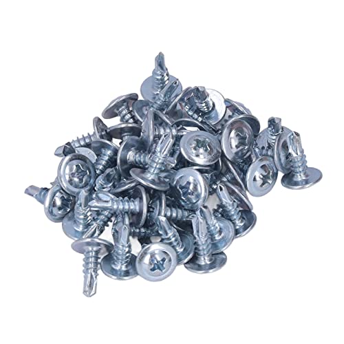 Selbstbohrende Schrauben, 50-teiliges Rundkopf-Bohrschrauben-Set Kohlenstoffstahl verzinkte selbstbohrende Schrauben 4,2 x 13 mm(Round Head Washer Drill Ends) von Miskall