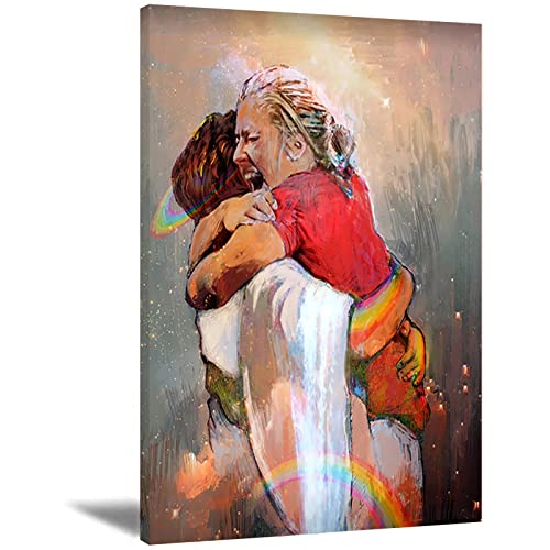 Leinwandposter "The First Day In Heaven" "Girl Embracing & Hugging Jesus", Wandkunst, Leinwandposter, "I Held Him Would Not Let Him Go" Jesus Christus, Poster f?r den ersten Tag im Himmel, Gebet f?r von Mislojade