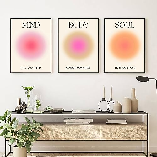 Mind Body Soul Wandkunst, Leinwanddruck, positive Aura-Poster, trendiger Farbverlauf, spirituelle Wandkunst, Leinwand, positive Wandkunst, Gemälde für Zimmer, ästhetische Poster für Wohnzimmer, 30,5 x von Mislojade