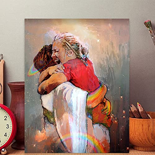 Wandkunst, Motiv: "The First Day In Heaven", Motiv: "A Woman Jumping and Hugging Jesus", motivierendes Poster, Drucke mit Aufschrift "I Held Him Would Not Let Him Go" Jesus Christus, Bilder zum ersten von Mislojade