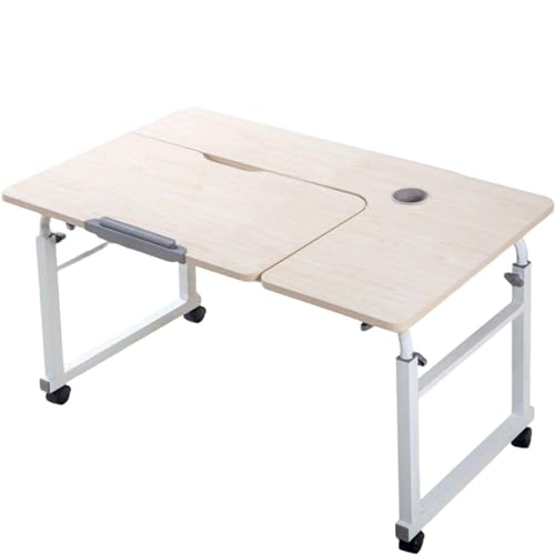 Bett Schreibtisch über dem Bett Tisch mit Rädern Overbed Tisch über dem Bett Tisch Mobile Schreibtisch Bett Tisch mit Rädern Computer Tisch für Bett Overbed Tisch Einstellbare Höhe, B left-100cm von Misorat