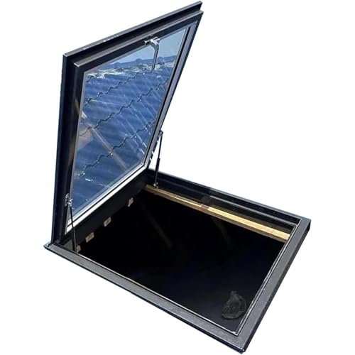 Dachausstiegsluke,Dachausstieg,Dachluke, Ausstieg, Dachwartungsluke, Dachfenster für Schornsteinfeger, Beleuchtung und Lüftung,Kellerabdeckung in Aluminium Thick aluminum material,65 * 65cm von Misorat