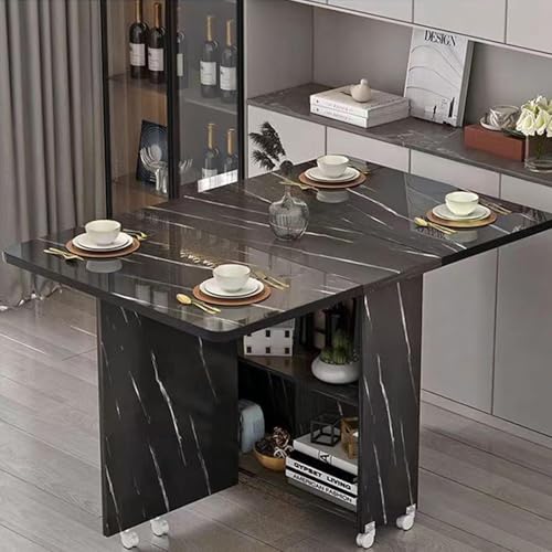 Misorat Klapptisch, Haushalt Kleiner beweglicher Esstisch, mit Rädern und erweiterbarem rechteckigen einfachen multifunktionalen Tisch,B-120x60x77cm von Misorat