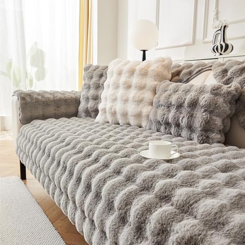Misorat Samt Sofabezug 1/2/3/4 Sitzer Kaninchen Plüsch Sofa Überzug L Form, Anti-rutsch Waschbar Universelle Couch Überzug Ecksofa, Pets Dog Sofaüberwurf Sofa Überwurf,Sofaschoner,G-110x160cm von Misorat