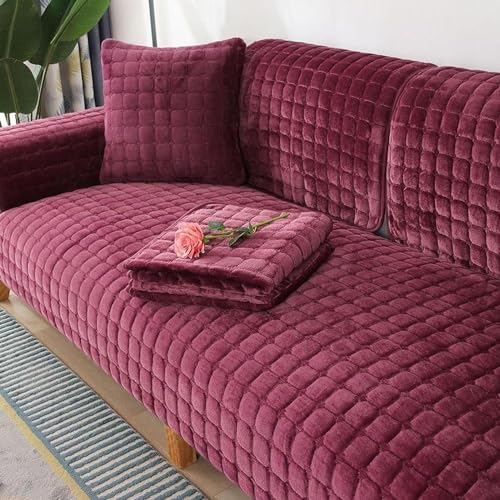 Misorat Samt Sofaschoner Sofabezug 1 2 3 4 Sitzer, L Form 1/2/3/4 Sitzer, Sofa Überzug SofaÜberwurf rutschfest Sofa Couch Sofaüberwürfe,Lila-110 * 210cm von Misorat