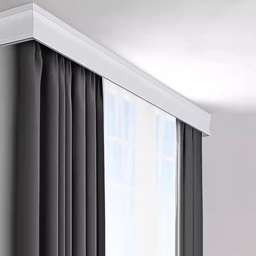 Misorat Vorhang Track Weiße Wand-angebrachte Vorhang Pelmet Box mit doppelten Spuren, 3-in-1 Vorhang Schienen Halterung für Erkerfenster, Heavy-Duty Raum Teiler Rods 1-5m,White-430cm/169.3in/14.1ft Misorat Vorhang Track Weiße Wand-angebrachte Vorhang Pelmet Box mit doppelten Spuren, 3-in-1 Vorhang Schienen Halterung für Erkerfenster, Heavy-Duty Raum Teiler Rods 1-5m,White-430cm/169.3in/14.1ft von Misorat