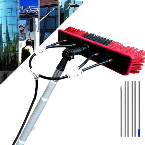 Professioneller Fensterwischer Reiniger, 2-in-1 Duschwischer, Teleskop Waschausrüstung, Glasreinigungswerkzeuge für hohe Fenster im Innen und Außenbereich, 10M/35 Brush Head von Misorat