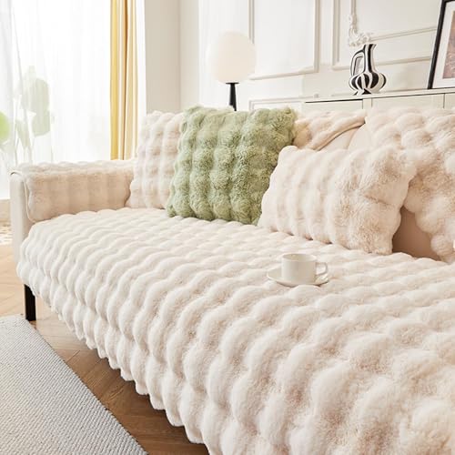 Samt Sofabezug 1/2/3/4 Sitzer Kaninchen Plüsch Sofa Überzug L Form, Anti-rutsch Waschbar Universelle Couch Überzug Ecksofa, Pets Dog Sofaüberwurf Sofa Überwurf,Sofaschoner,B-45x45cm Pillowcase von Misorat