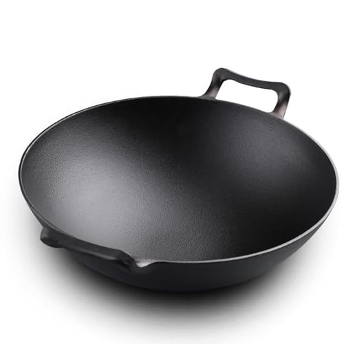 Verdicken Zwei-Ohr-Gusseisen-Töpfe Alte Flachboden-Töpfe Haushalt unbeschickte Bratttopfe nicht klebende Töpfe 36cm,Single pot von Misorat