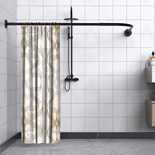 Duschvorhangstange L Form Halterung müssen Bohren Duschstange Ecke Badewanne Edelstahl Teleskopstange 70-100 x 70-100cm mit 24 Stück Duschvorhangringe,für Badezimmer KüChe Umkleidekabine-Schwarz von Misounda