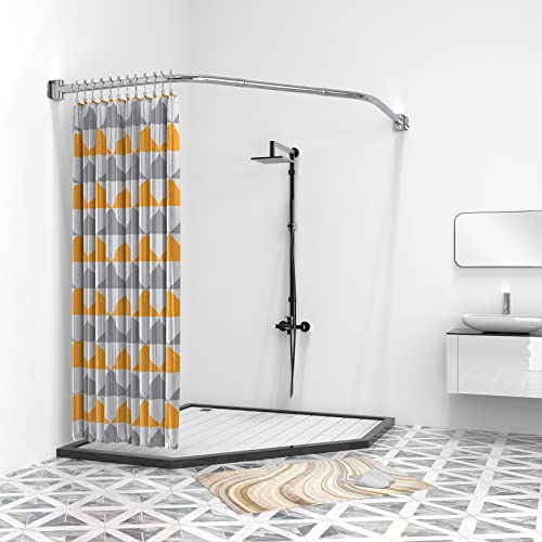 Misounda Duschvorhangstange Trapezförmig, Duschstange Ecke für Duschvorhang, 70x(45-70) x70 cm Edelstahl Duschvorhang Halterung mit Edelstahl Ringe, für Badewanne Ecke Badezimmer und Umkleidekabine Misounda Duschvorhangstange Trapezförmig, Duschstange Ecke für Duschvorhang, 70x(45-70) x70 cm Edelstahl Duschvorhang Halterung mit Edelstahl Ringe, für Badewanne Ecke Badezimmer und Umkleidekabine von Misounda