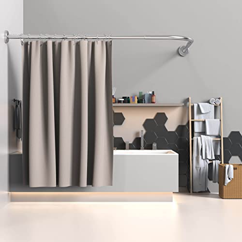 Misounda Duschvorhangstangen L Form Ecke Halterung Bohren Müssen 70-100x90-120cm Edelstahl Duschvorhangwinkelstangen Badewanne Schiene,mit 24Stück Duschvorhangringe FüR Badezimmer,KüChe,Umkleidekabine von Misounda