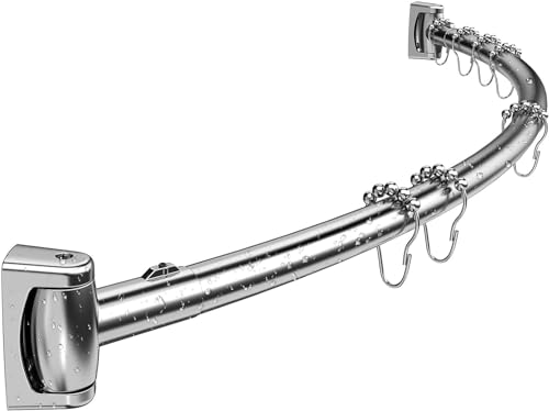 Misounda Duschvorhangstangen Rundbogen Halterung 140-200cm, 304 Edelstahl Einziehbare Gardinenstange Badewanne Schiene, FüR Badezimmer, Balkon, Umkleidekabine. von Misounda