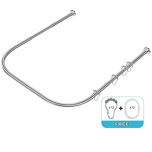 Misounda Duschvorhangstangen U Form Rundbogen Halterung (70-100) x90x(70-100) cm, 304 Edelstahl Duschspinne Duschschirm Duschvorhangwinkelstangen, FüR Badezimmer, KüChe, Umkleidekabine. von Misounda