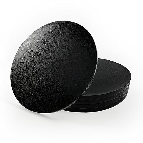 Miss Bakery's House® Cake Drum - 12 mm - Ø 30 cm - schwarz - 5 Stück - Kuchenplatte dick - stabil - foliert beschichtet - Kuchen sicher transportieren - Stapel Lagen von Miss Bakery's House
