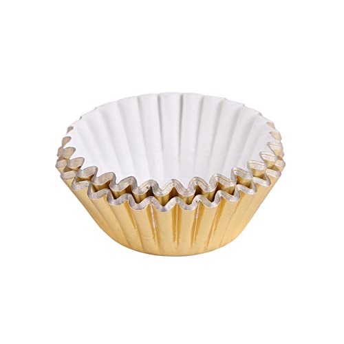 Miss Bakery's House® Mini-Muffinförmchen Folie - Ø 32 mm x 20 mm - Gold - 120 Stück - Papierbackform für kleine Muffins und Cupcakes - Metallic-Look von Miss Bakery's House