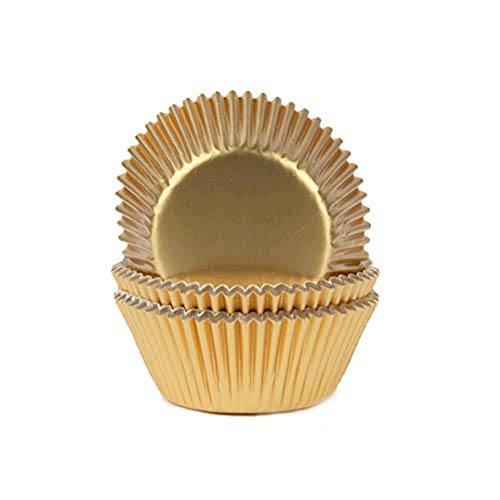 Miss Bakery's House® Papierbackförmchen - Folie - Ø 50 mm x 30 mm - Gold - 50 Stück - Cupcakeförmchen - Muffin Liners - glänzend - fettdicht - metallic von Miss Bakery's House