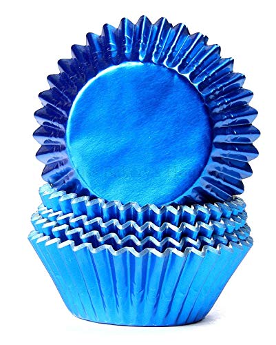Miss Bakery's House® Papierbackförmchen - Folie - Ø 50 mm x 30 mm - Königsblau - 50 Stück - Cupcakeförmchen - Muffin Liners - glänzend - fettdicht - metallic von Miss Bakery's House