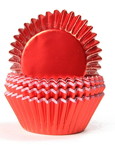 Miss Bakery's House® Papierbackförmchen - Folie - Ø 50 mm x 30 mm - Rot - 50 Stück - Cupcakeförmchen - Muffin Liners - glänzend - fettdicht - metallic von Miss Bakery's House