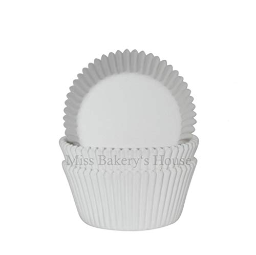 Miss Bakery's House® Papierbackförmchen - Standard - Weiß - 75 Stück - Ø 5 cm x 3 cm - backfest - für Muffins und Cupcakes - zum Mitbacken im Ofen von Miss Bakery's House