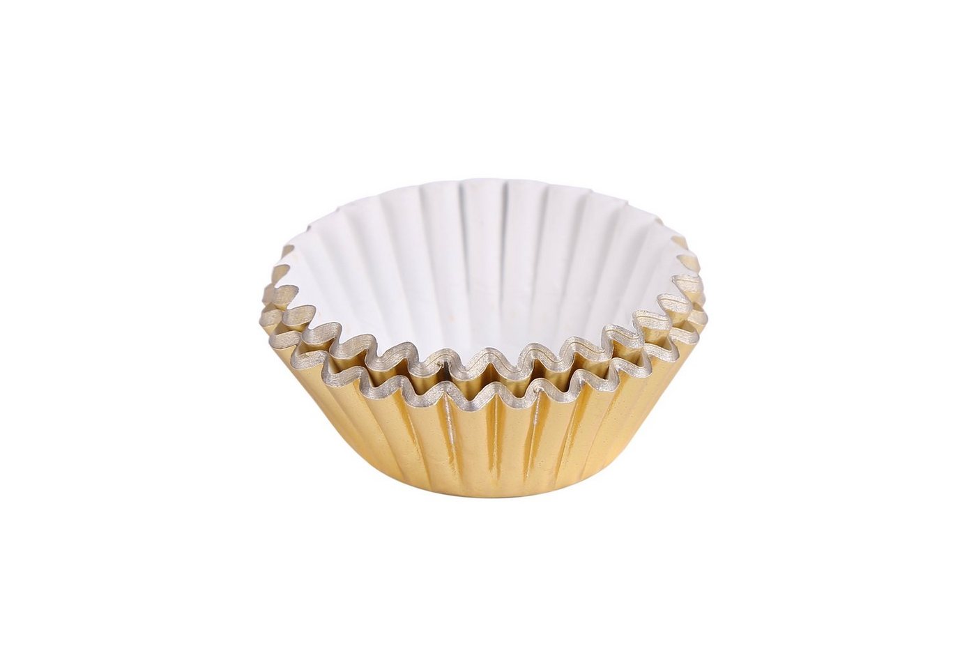 Miss Bakery's House Muffinform Mini Muffinförmchen folienbeschichtet, (Gold 120-tlg), kleine Metallic-Papierbackförmchen für Mini-Cupcakes und Minimuffins von Miss Bakery's House