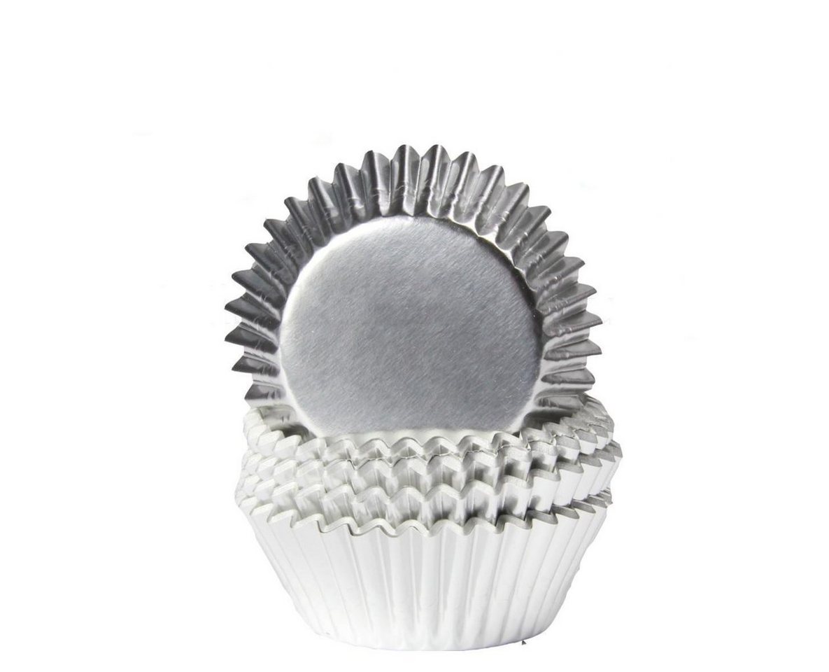 Miss Bakery's House Muffinform Papierbackförmchen Folie - Ø 50 mm x 30 mm, (Silber 50-tlg), Standardgröße rund, backofenfest von Miss Bakery's House