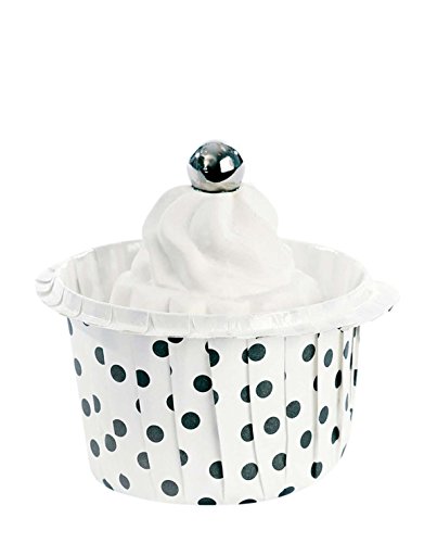 Miss Etoile Baking Cup L White w/Black dots Laminated Paper 12cups H:4,5 von Miss Etoile