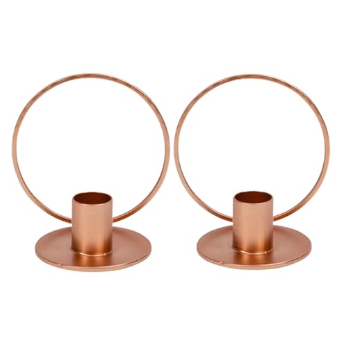 2er Set edle Kerzenhalter aus Metall Hoop in rosé-Gold Kupfer Kerzenständer für Stabkerzen Tisch-Deko Wohnungs-Dekoration Hochzeits-Deko Accessoires & Zubehör Weihnachten von Miss Lovely