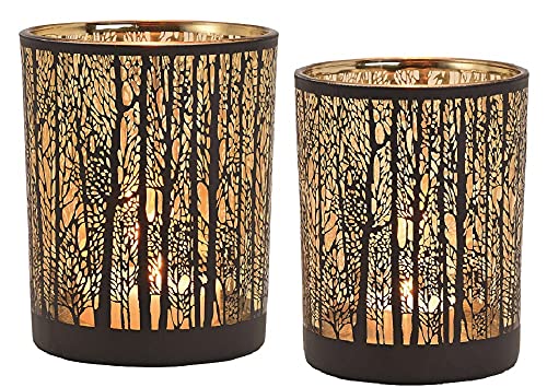 2er Set edle Teelicht-Gläser Herbst-Wald Windlichter aus Glas in schwarz & Gold Kerzen-Ständer Heim & Garten Raumdeko modern Weihnachts-Deko Kerzen-Halter Modern Living Herbst-Deko Advent 2er Set edle Teelicht-Gläser Herbst-Wald Windlichter aus Glas in schwarz & Gold Kerzen-Ständer Heim & Garten Raumdeko modern Weihnachts-Deko Kerzen-Halter Modern Living Herbst-Deko Advent von Miss Lovely