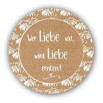 40 Sticker Aufkleber Wer Liebe sät braun Kraft & weiß mit Muster in Spitzen-Optik Botanic Zubehör Gastgeschenke Hochzeit Blumen-Samen Selbstgemachtes Taufe Konfirmation & Kommunion Tisch-Deko von Miss Lovely