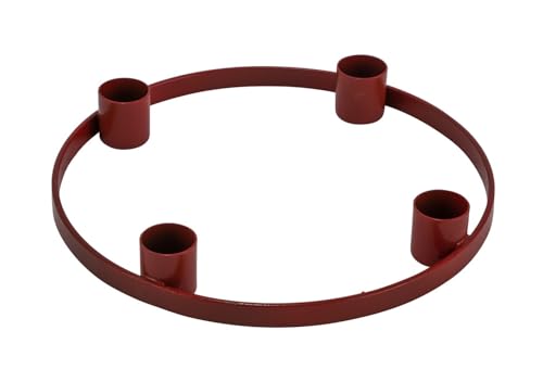 Adventskranz Kerzenring Kerzenhalter Kerzenleuchter rund Adventsgesteck aus Metall für Stab-Kerzen Ø 20cm Deko-Kranz Weihnachts-Deko Weihnachten Advent Winter Wohungs-Dekoration Farbe: rot von Miss Lovely
