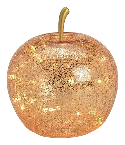 Deko Apfel LED beleuchtet 20 LEDs Deko-Figur Obst aus Glas in Gold Wohnungs-Dekoration Herbst-Deko Weihnachten Weihnachts-Deko Weihnachtsschmuck Advent Winter-Dekoration von Miss Lovely