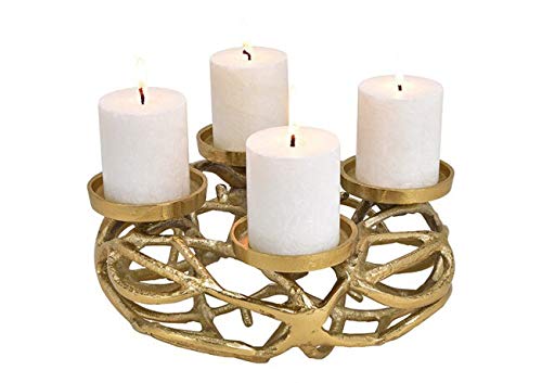 Edler Goldener Adventskranz Art Deco Weihnachts-Gesteck aus Metall Ø 30cm Gold Deko-Kranz Weihnacht Stumpen-Kerzen-Halter Weihnachten Advent Winter Weihnachts-Deko Wohungs-Dekoration Edler Goldener Adventskranz Art Deco Weihnachts-Gesteck aus Metall Ø 30cm Gold Deko-Kranz Weihnacht Stumpen-Kerzen-Halter Weihnachten Advent Winter Weihnachts-Deko Wohungs-Dekoration von Miss Lovely