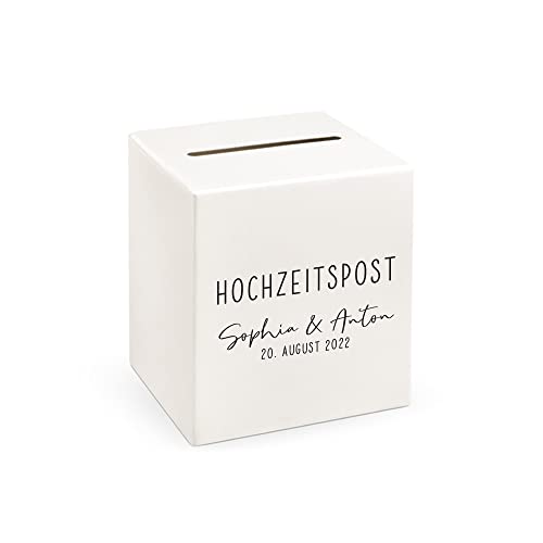 Miss Lovely Kartenbox Hochzeit Personalisierbar mit Namen und Datum. Hochwertige Geschenkkartenbox Stabiler Karton - Geschenkbox für Hochzeitspost - Wedding Card Box Perfekt als Hochzeitsdeko von Miss Lovely