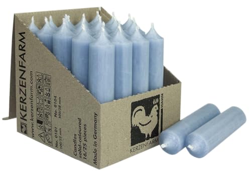 Kurze Stabkerzen Tafelkerzen durchgehend gefärbt Spitzkerzen für die Tisch-Deko zur Hochzeit Weihnachten & Party (25, Pastell-Blau) von Miss Lovely