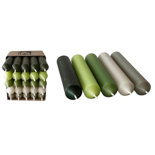 Kurze Stabkerzen in Grün 10 cm Ø 2,2 cm – 25er Set Blautöne Mix – durchgefärbt – Made in Germany – 4h Brenndauer – Deko Kerzen Hochzeit, Party, Weihnachten, Vintage - Tafelkerzen (Set 4) von Miss Lovely