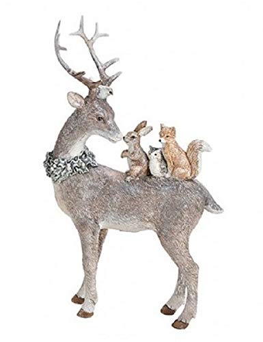 Miss Lovely Deko-Figur/Weihnachts-Figur Hirsch mit Wald-Tieren & Glitzer Weihnachten Weihnachts-Deko Weihnachtsschmuck Advent Winter Dekoration Geschenk von Miss Lovely