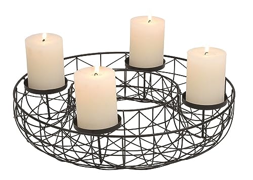 Miss Lovely Edler Adventskranz schwarz Korb Weihnachts-Gesteck aus Metall Ø 40cm schwarz Deko-Kranz Weihnacht Stumpen-Kerzen-Halter Weihnachten Advent Winter Weihnachts-Deko Wohungs-Dekoration Miss Lovely Edler Adventskranz schwarz Korb Weihnachts-Gesteck aus Metall Ø 40cm schwarz Deko-Kranz Weihnacht Stumpen-Kerzen-Halter Weihnachten Advent Winter Weihnachts-Deko Wohungs-Dekoration von Miss Lovely