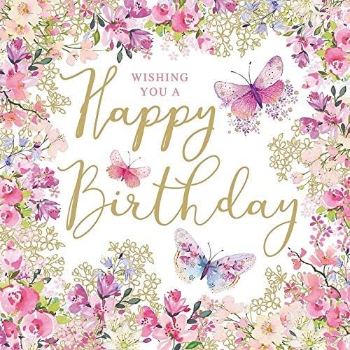 Miss Lovely Geburtstagsservietten Happy Birthday Flower Power Servietten mit Blumen & Schmetterling weiß pink Gold Tisch-Dekoration Geburtstags-Deko Zubehör & Accessoires 40 Servietten von Miss Lovely