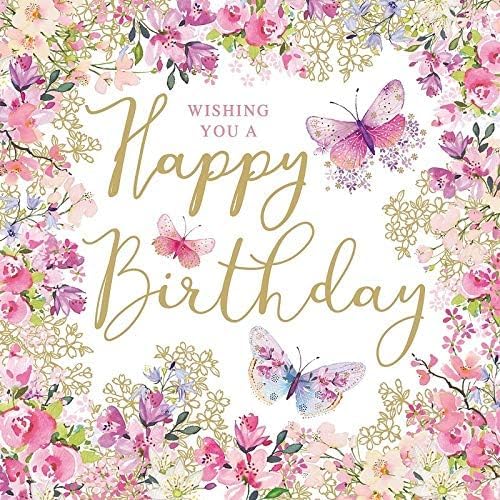 Miss Lovely Geburtstagsservietten Happy Birthday Flower Power Servietten mit Blumen & Schmetterling weiß pink Gold Tisch-Dekoration Geburtstags-Deko Zubehör & Accessoires 60 Servietten von Miss Lovely