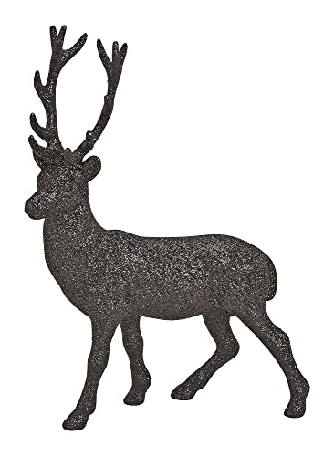 Miss Lovely Große Deko-Figur Weihnachts-Aufsteller Hirsch in schwarz Glitzer Weihnachten Weihnachts-Deko Weihnachtsschmuck Advent Winter-Dekoration Geschenk-Idee Herbst-Deko (Schwarz Glitzer) von Miss Lovely