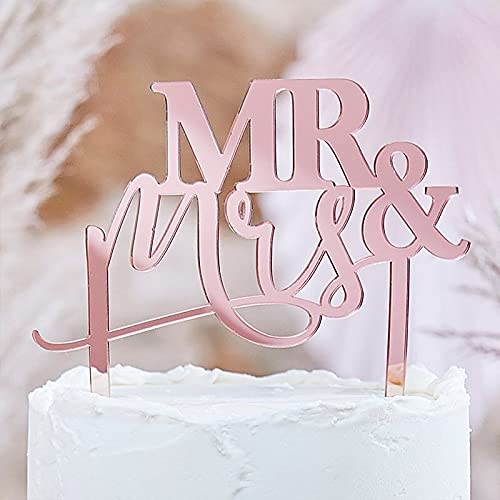 Miss Lovely Kuchen-Aufsatz MR & MRS Kuchen-Stecker Torten-Aufsatz Cake-Topper aus Acryl in rosé-Gold Kupfer Kuchen-Deko Hochzeits-Deko Accessoires Gebäck Hochzeitstorte von Miss Lovely