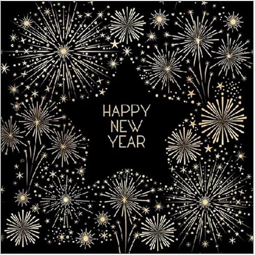 Miss Lovely Servietten Silvester Happy New Year in schwarz & Gold mit Sternen & Feuerwerk - 33x 33cm - Silvester-Deko Tisch-Dekoration Silvester Neujahr Silvester-Party Tisch-Dekoration 60 Servietten Miss Lovely Servietten Silvester Happy New Year in schwarz & Gold mit Sternen & Feuerwerk - 33x 33cm - Silvester-Deko Tisch-Dekoration Silvester Neujahr Silvester-Party Tisch-Dekoration 60 Servietten von Miss Lovely