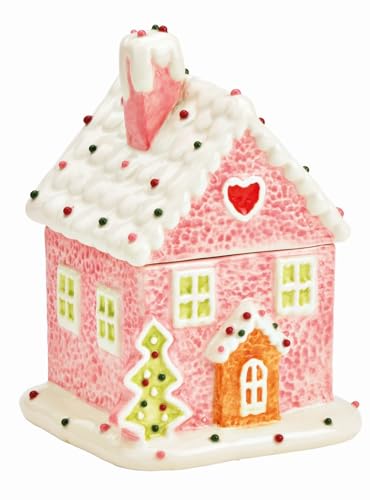 Miss Lovely Weihnachtsdose LEBKUCHENHAUS Vorrats-Dose Keks-Dose Pralinendose Deko-Dose aus Keramik weiß, rosa, pink & grün - Geschenk-Idee Weihnachten Weihnachts-Geschirr Weihnachten Advent von Miss Lovely