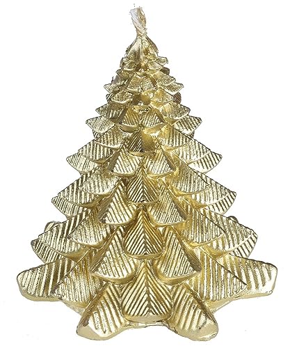 Miss Lovely Weihnachtskerze Tannenbaum in Gold Kerze Weihnachts-Deko Tisch-Dekoration Weihnachten Advent Weihnachts-Feier Winter Kerze in Form eines Weihnachtsbaumes von Miss Lovely