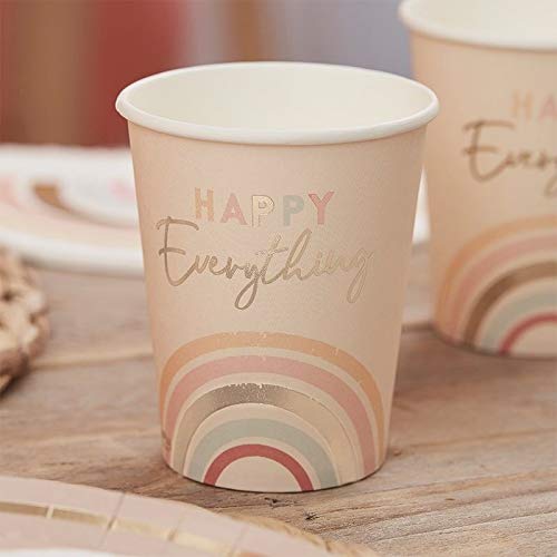 Party-Becher REGENBOGEN RAINBOW Pastell Papp-Becher Einweg-Cups Einweg-Geschirr Garten-Party Geburtstags-Feier Sommer-Fest Party-Deko Tisch-Dekoration Motto-Party CSD 16 Becher von Miss Lovely